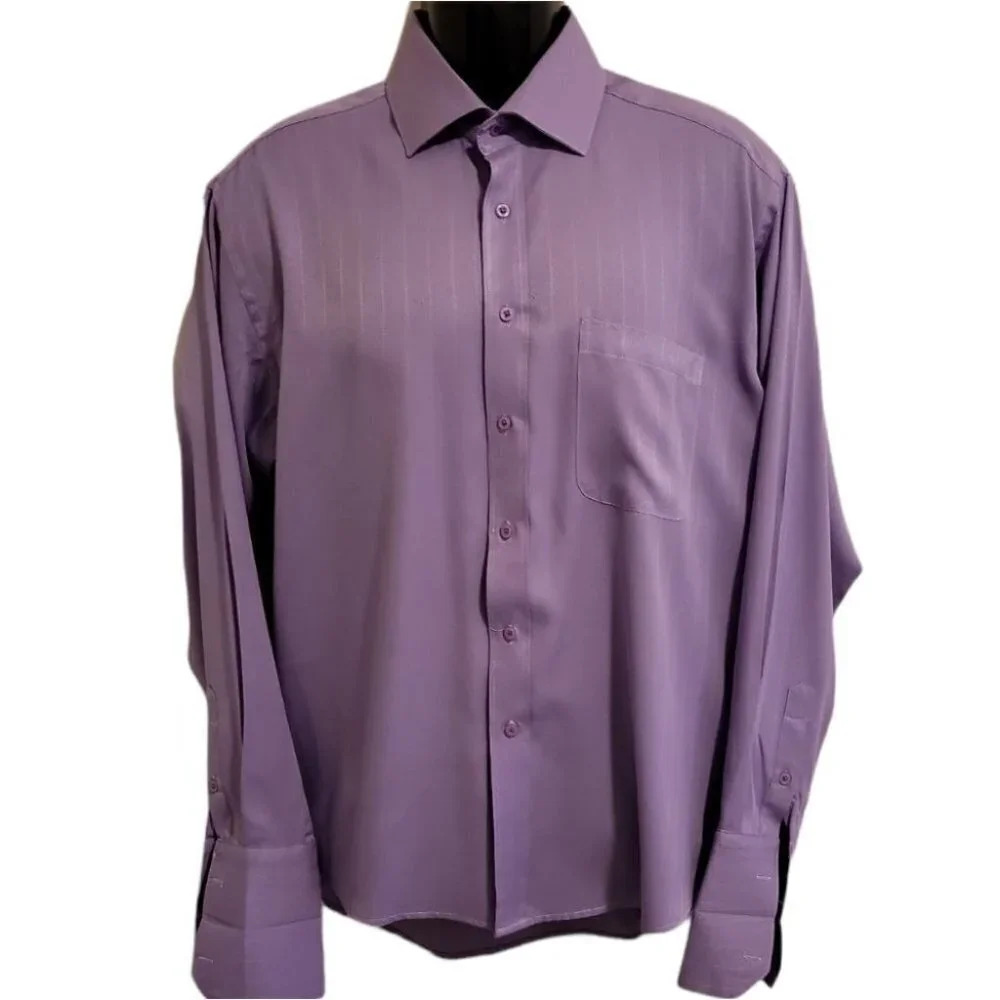 Men's Button-Up Collar Long Sleeve Shirt by Bruno Conte purp (sz 16 1/2)